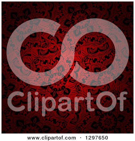 Clipart of a Dark Red and Black Floral Background - Royalty Free Vector Illustration by KJ Pargeter