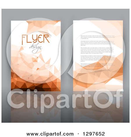 Clipart of a Double Sided Flyer Template with Orange Geometric Low Poly Design and Sample Text - Royalty Free Vector Illustration by KJ Pargeter