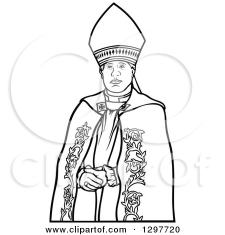 Clipart of a Black and White Bishop - Royalty Free Vector Illustration by dero