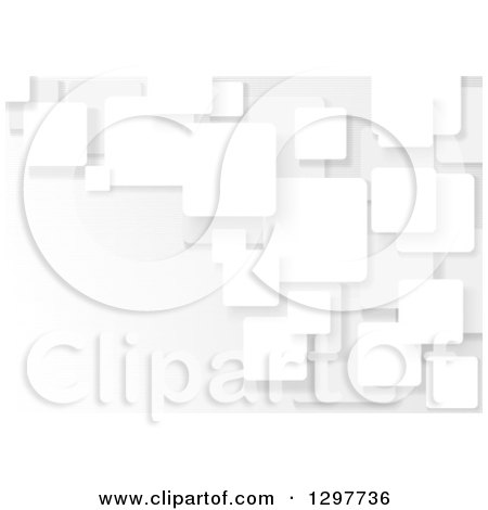 Clipart of a Grayscale Background of 3d White Tiles over Shading - Royalty Free Vector Illustration by dero