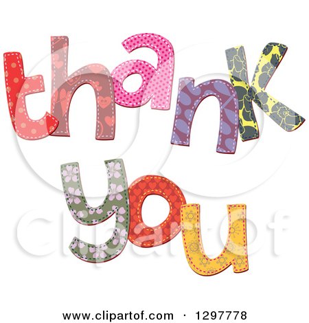 Clipart of Patterned Stitched Thank You Text - Royalty Free Vector Illustration by Prawny