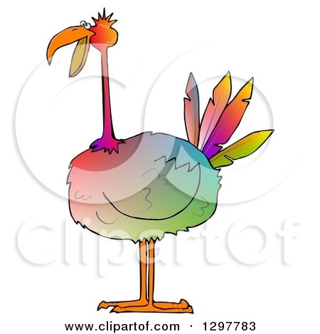 Clipart of a Gradient Colorful Big Bird - Royalty Free Illustration by djart