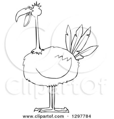 Clipart of a Black and White Big Bird - Royalty Free Vector Illustration by djart