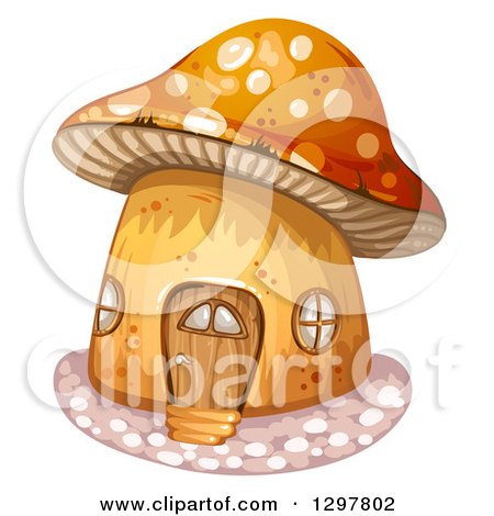 Clipart of a Mushroom House with a Wood Door - Royalty Free Vector Illustration by merlinul