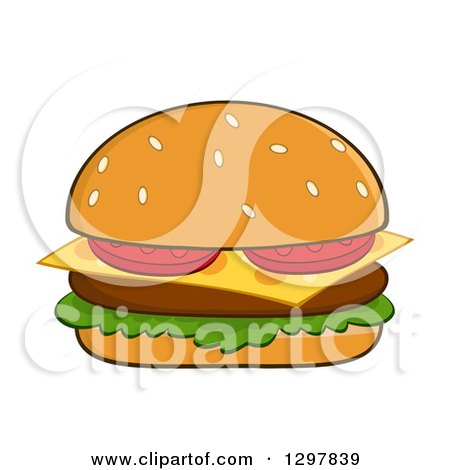 Clipart of a Cartoon Cheeseburger - Royalty Free Vector Illustration by Hit Toon