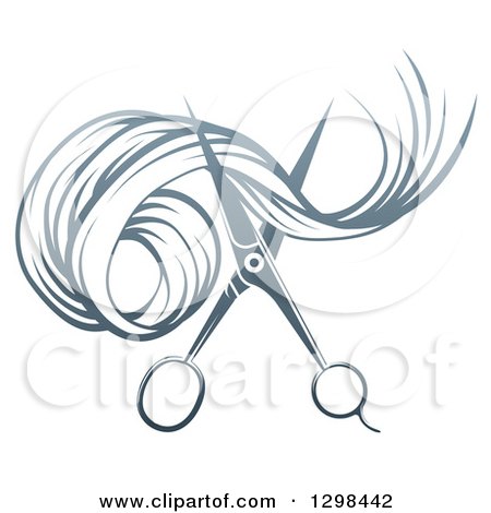 Clipart of Gradient Scissors Cutting Hair - Royalty Free Vector Illustration by AtStockIllustration