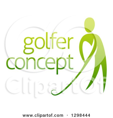 Clipart of a Gradient Green Man Putting a Golf Club with Sample Text - Royalty Free Vector Illustration by AtStockIllustration