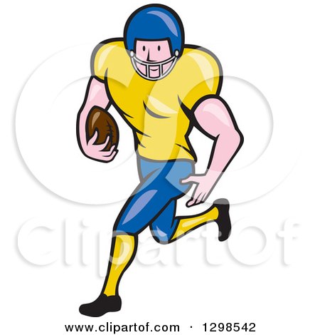 Clipart of a Cartoon White Male American Football Runningback Player - Royalty Free Vector Illustration by patrimonio