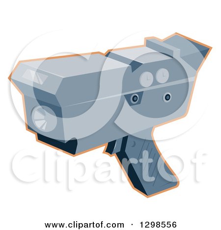 Clipart of a Police Radar Gun Speed Checker Outlined in Orange - Royalty Free Vector Illustration by patrimonio