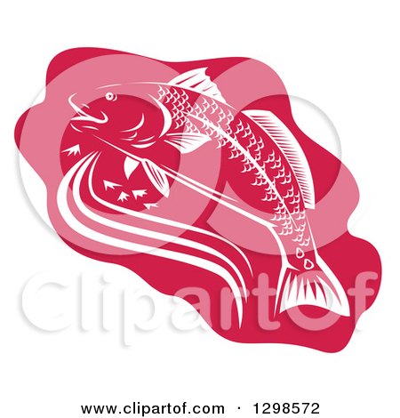 Clipart of a Retro Woodcut Red Drum Spottail Bass Fish Design - Royalty Free Vector Illustration by patrimonio
