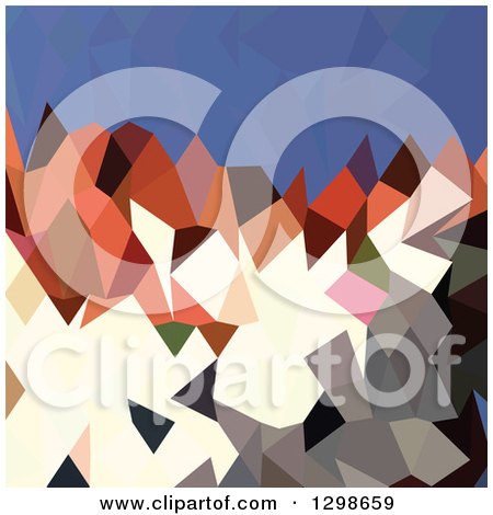 Clipart of a Low Poly Abstract Geometric Background of Mountains and Sky - Royalty Free Vector Illustration by patrimonio