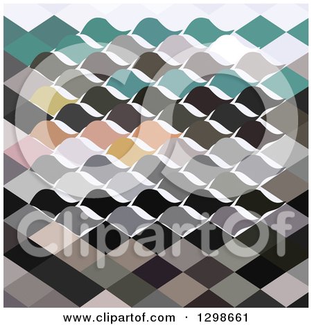 Clipart of a Low Poly Abstract Geometric Background of a Flock of Birds - Royalty Free Vector Illustration by patrimonio