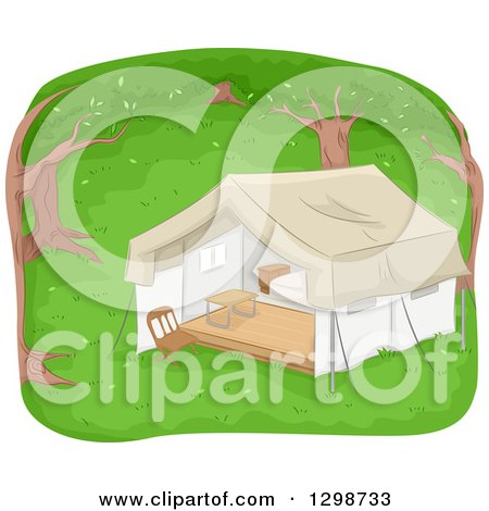 Clipart of a Lounge Tent in the Woods - Royalty Free Vector Illustration by BNP Design Studio