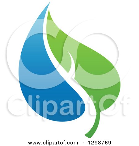 Clipart of a Blue Water Drop and Green Leaf Ecology Design 15 - Royalty Free Vector Illustration by elena