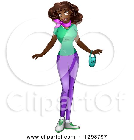 Clipart of a Beautiful Young African Woman Wearing a T Shirt and Skinny Pants - Royalty Free Vector Illustration by Liron Peer