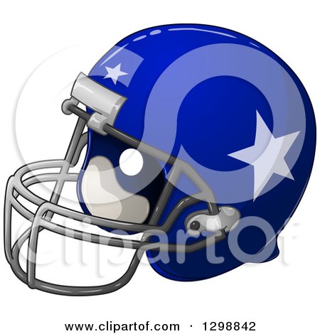 Clipart of a Shiny Blue American Football Helmet with Stars - Royalty Free Vector Illustration by Liron Peer