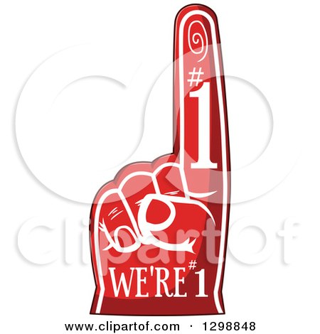 Clipart of a Red Sports Foam Finger with Text - Royalty Free Vector Illustration by Liron Peer