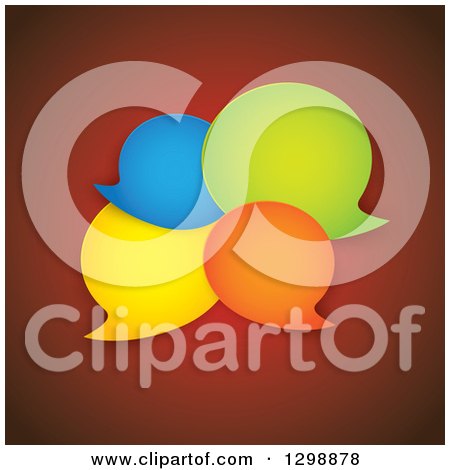 Clipart of Four Colorful Speech Bubbles on Brown - Royalty Free Vector Illustration by ColorMagic