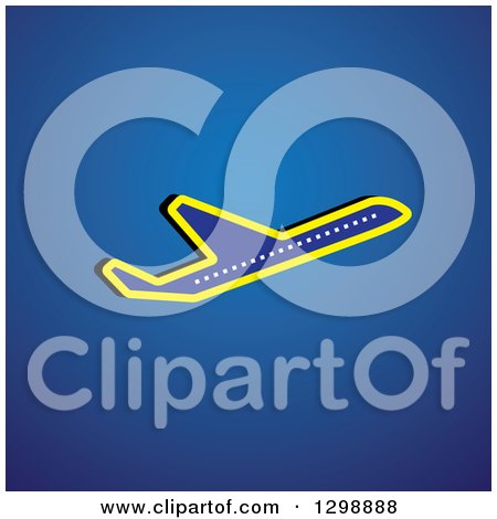 Clipart of a Commercial Airplane over Blue - Royalty Free Vector Illustration by ColorMagic