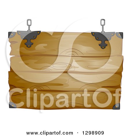 Clipart of a Hanging Rustic Wooden Sign - Royalty Free Vector Illustration by BNP Design Studio