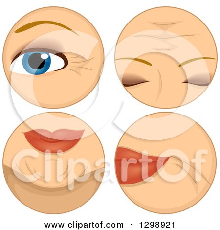 Clipart of Wrinkles Around the Eyes, Forehead, Chin and Mouth - Royalty Free Vector Illustration by BNP Design Studio