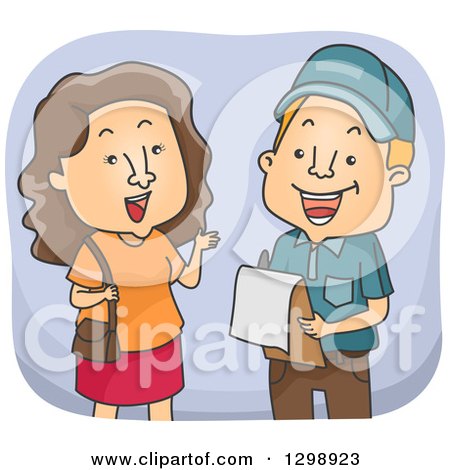 Clipart of a Brunette White Woman Answering Survey Questions - Royalty Free Vector Illustration by BNP Design Studio