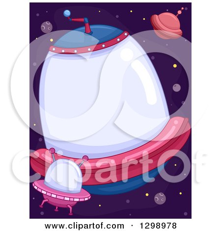 Clipart of Big and Small UFO Flying Saucers - Royalty Free Vector Illustration by BNP Design Studio