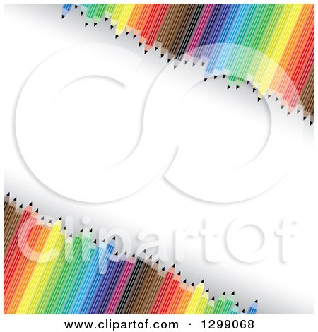 Clipart of a Background of Diagonal Colorful Pencils Framing White Text Space - Royalty Free Vector Illustration by ColorMagic