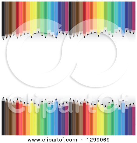 Clipart of a Background of Colorful Pencils Framing White Text Space - Royalty Free Vector Illustration by ColorMagic