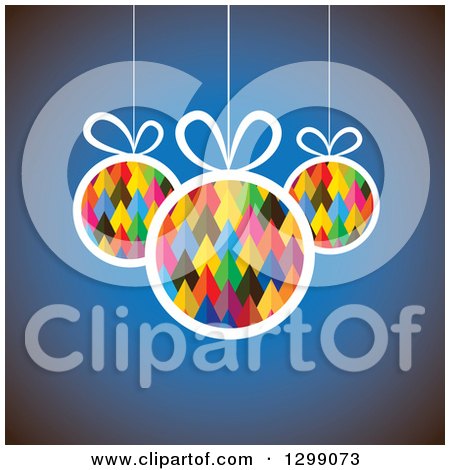 Clipart of Pyramid Patterned Baubles Suspended over Blue - Royalty Free Vector Illustration by ColorMagic