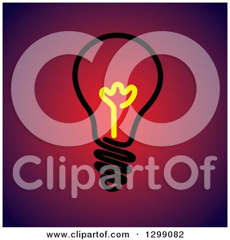 Clipart of a Black Light Bulb with a Yellow Center on Pink and Purple - Royalty Free Vector Illustration by ColorMagic