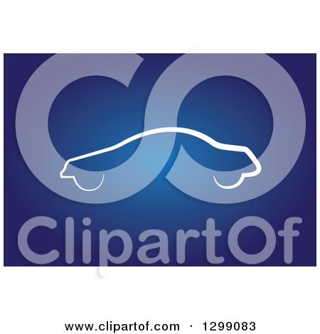 Clipart of a Simple White Car Sketch on Blue - Royalty Free Vector Illustration by ColorMagic