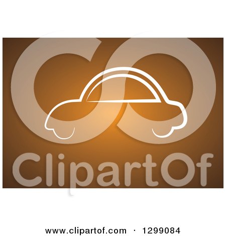 Clipart of a Simple White Car Sketch on Brown - Royalty Free Vector Illustration by ColorMagic