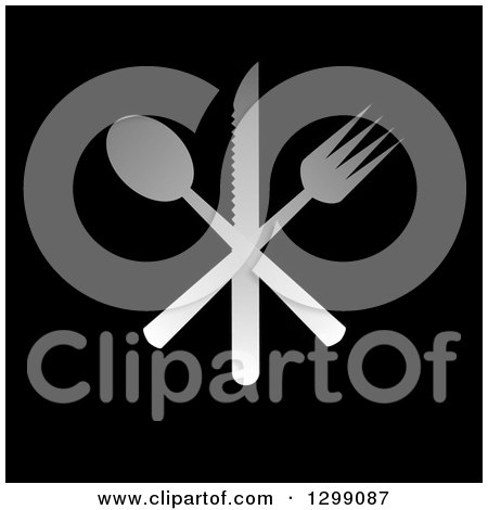 Clipart of Gradient Gray Silverware on Black - Royalty Free Vector Illustration by ColorMagic