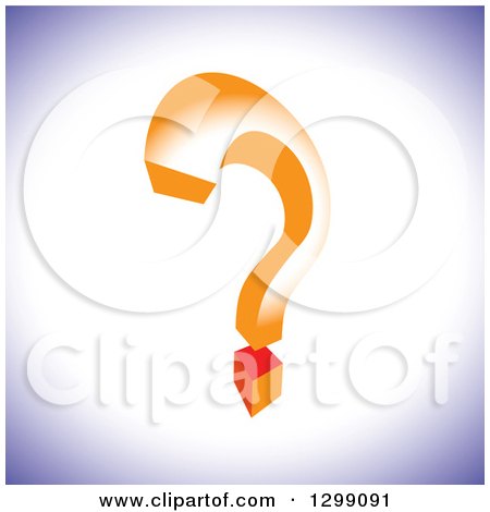 Clipart of a 3d Orange Question Mark on White and Purple - Royalty Free Vector Illustration by ColorMagic