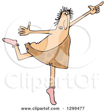 Clipart of a Chubby Caveman Ballerino Dancing - Royalty Free Vector Illustration by djart
