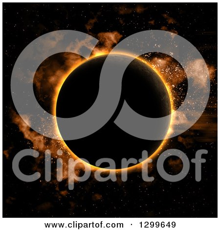 Clipart of a 3d Eclipse in Orange Tones - Royalty Free Illustration by KJ Pargeter