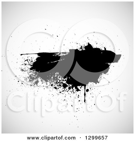 Clipart of a Black Grunge Ink Splatter on Shading - Royalty Free Vector Illustration by KJ Pargeter