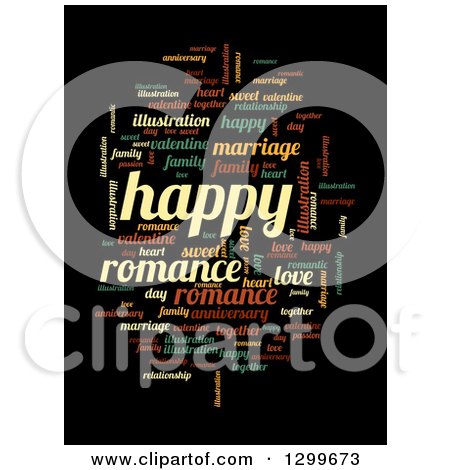 Clipart of a Cloud of Colorful Happy Word Tags on Black 2 - Royalty Free Illustration by oboy