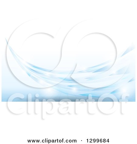 Clipart of a Background of a Blue Swoosh with Flares over Tiles - Royalty Free Vector Illustration by dero