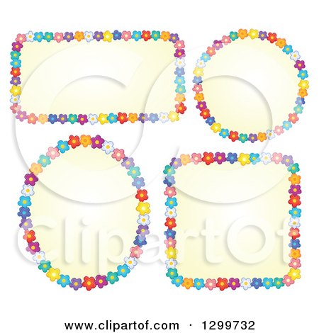 Clipart of Frames Made of Colorful Flowers Around Yellow - Royalty Free Vector Illustration by visekart