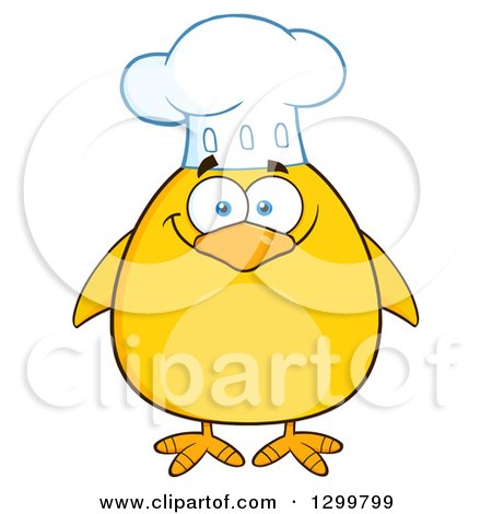 Clipart of a Cartoon Yellow Chick Chef - Royalty Free Vector Illustration by Hit Toon