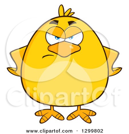 Clipart of a Cartoon Mad Yellow Chick - Royalty Free Vector Illustration by Hit Toon