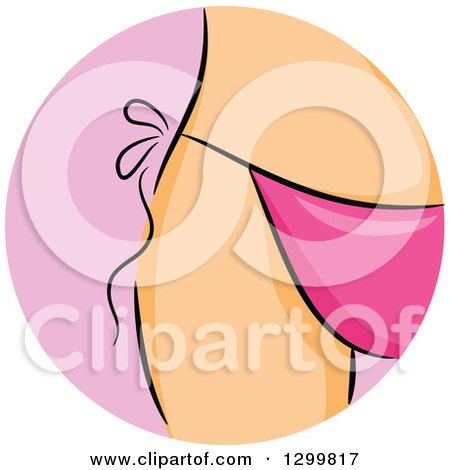 Clipart of a Round Pink Shaving Icon of a Woman's Bikini Line - Royalty Free Vector Illustration by BNP Design Studio