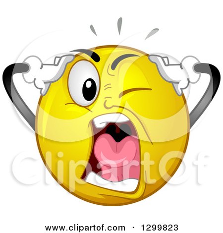 Clipart of a Cartoon Yellow Smiley Face Emoticon Screaming in Exasperatio - Royalty Free Vector Illustration by BNP Design Studio