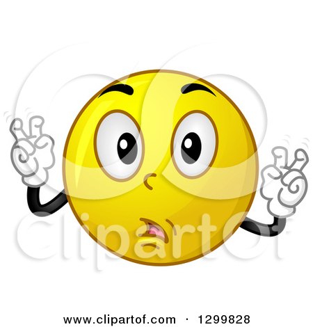 Clipart of a Cartoon Yellow Smiley Face Emoticon Doing Air Quotes - Royalty Free Vector Illustration by BNP Design Studio