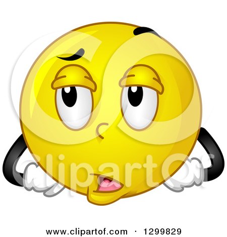 Clipart of a Cartoon Yellow Smiley Face Emoticon Rolling His Eyes - Royalty Free Vector Illustration by BNP Design Studio