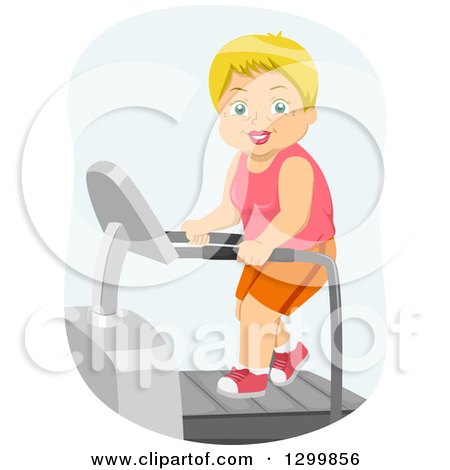 Clipart of a Cartoon Senior White Woman Exercising on a Treadmill - Royalty Free Vector Illustration by BNP Design Studio