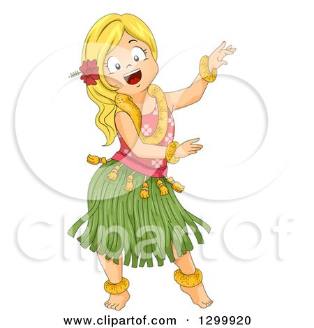 Clipart of a Blond White Hula Dancer Girl - Royalty Free Vector Illustration by BNP Design Studio