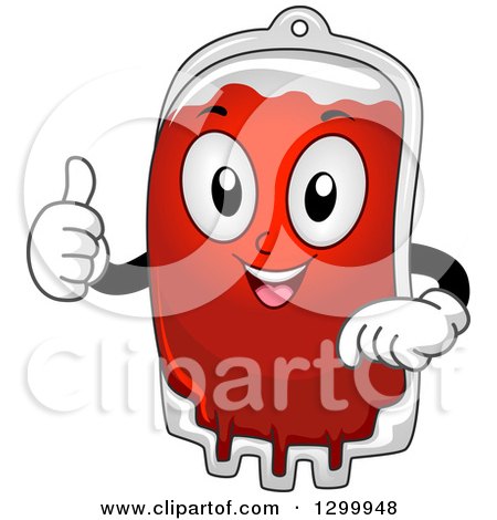Clipart of a Cartoon Blood Bag Character Holding a Thumb up - Royalty Free Vector Illustration by BNP Design Studio